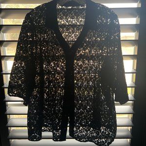 avenue   Beautiful Lace Black Cardigan  22/24  Cotton/Nylon  Date * Wedding